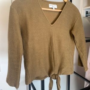 Madewell olive / oregano textured tie front top